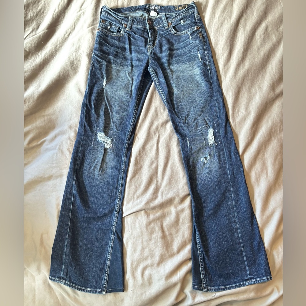 Silver Jeans Sam Custom Bootcut Dark Wash Blue Jeans size s/m W25 L30 Stretch